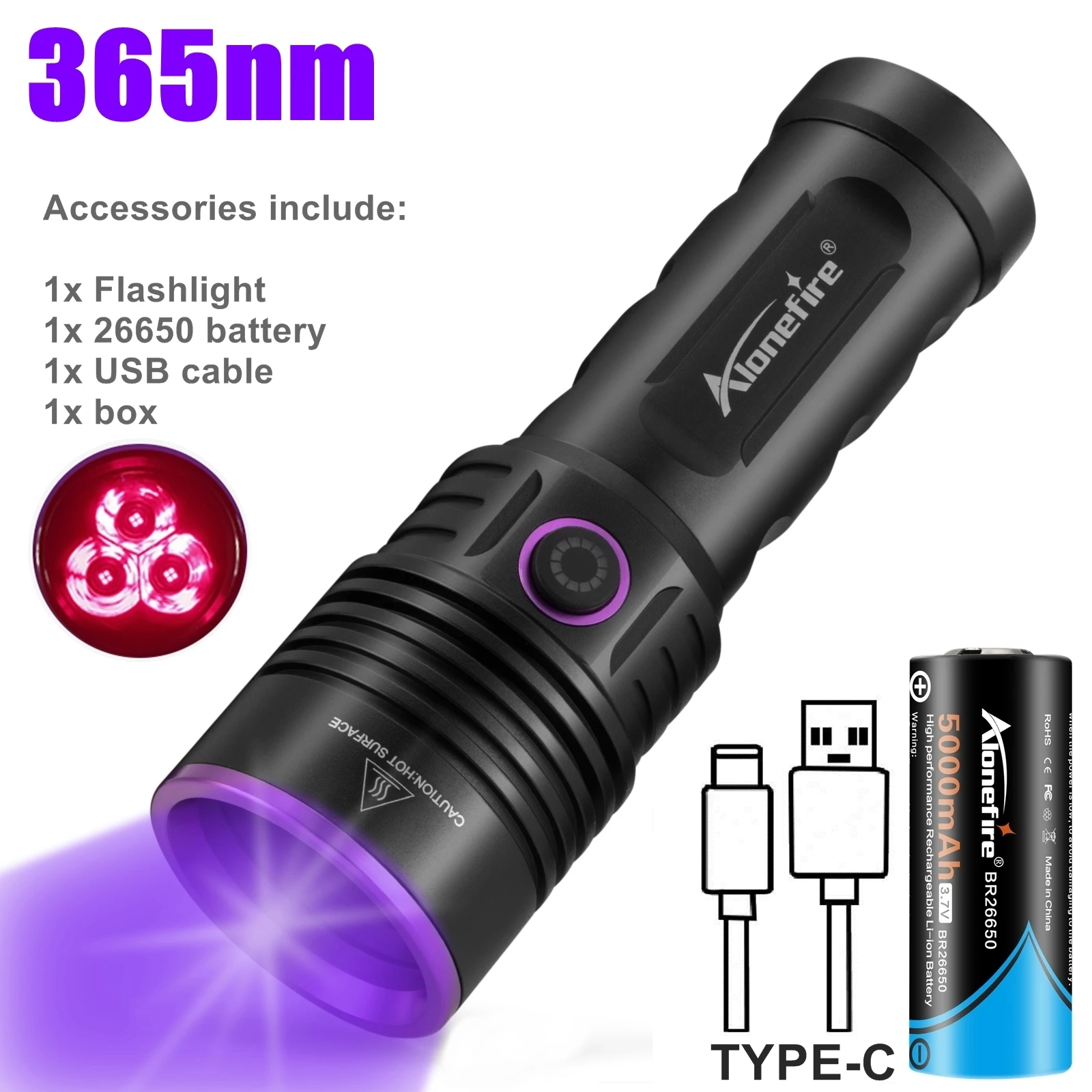 60W High power 365nm UV Zaklamp Blacklight Oplaadbare Uitharding Kat Hond Vlek Marker Erts Geld Schorpioen fluorescerende Check Lamp