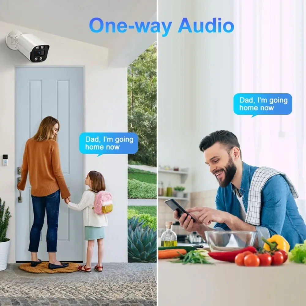 Новая 4K 8MP IP-камера для улицы с аудио, AHD, H.265, Onvif, широкоугольная, 2.8 мм, с функцией AI-обнаружения гуманоидов, для домашнего видеонаблюдения