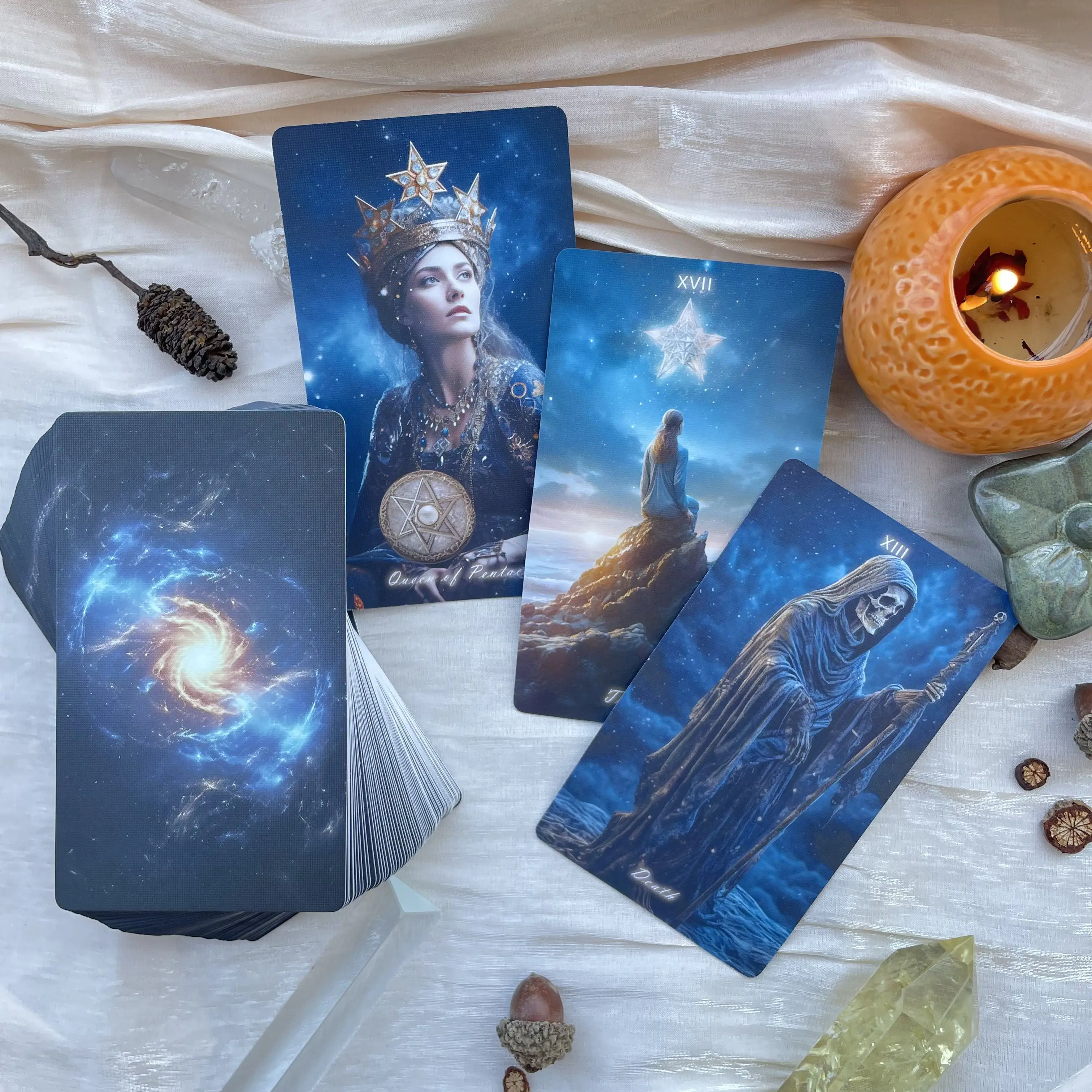 Professional Divination Deck Starry Sky Tarot Cards Oracle 78 Beginners High Quality 12x7 Matte Attached Spanish PDF Guidebook