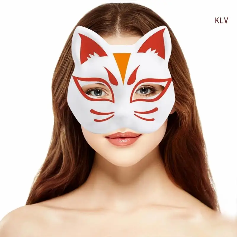 Masque enraciné pour femme, masque de chat peint à la main bricolage, demi-masque d'Halloween, cosplay anime japonais, masade Tim