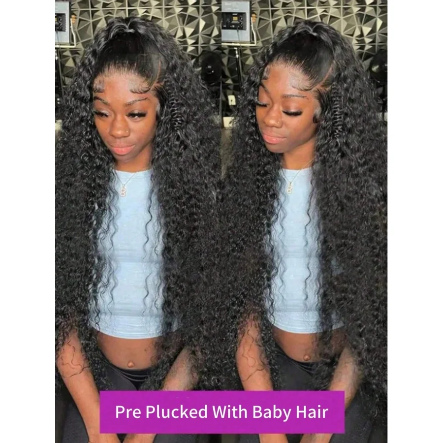 مجعد الدانتيل الباروكة الأمامية الدانتيل الشفاف الباروكات 13x4 13x6 عميق شعر بشري مجعد شعر مستعار 40 بوصة 200% قبل قطعها مع شعر الطفل