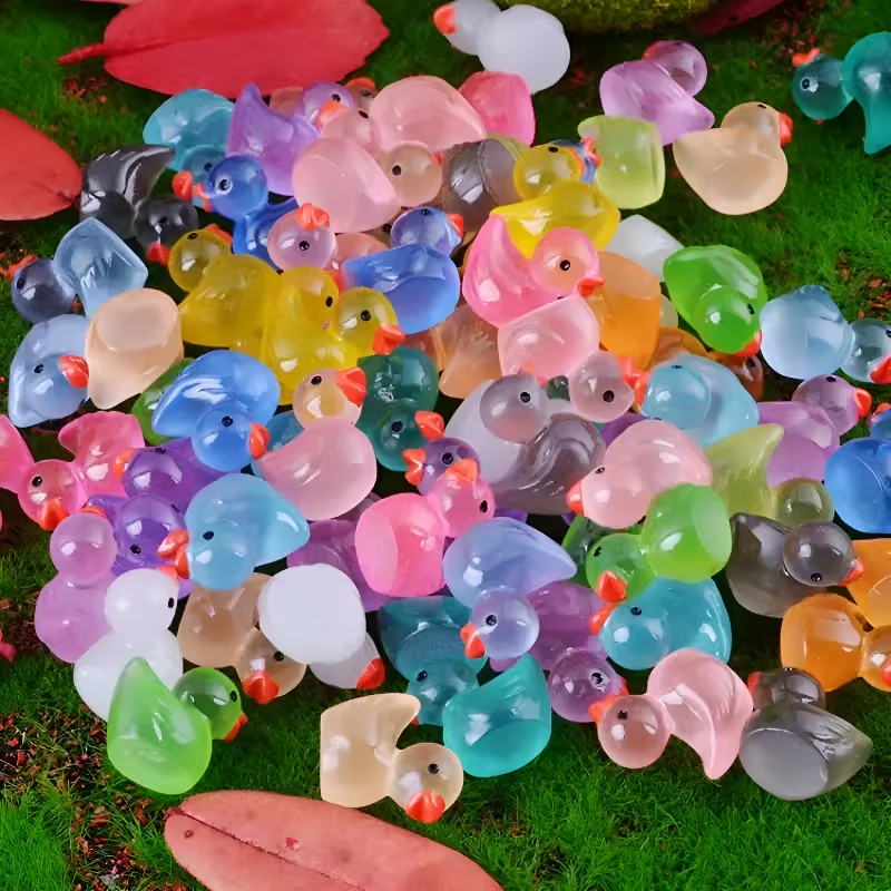 200/100/50 Uds. Mini patos luminosos musgo micropaisaje figuras de pato en miniatura acceso al jardín de hadas decoración del hogar que brilla en la oscuridad