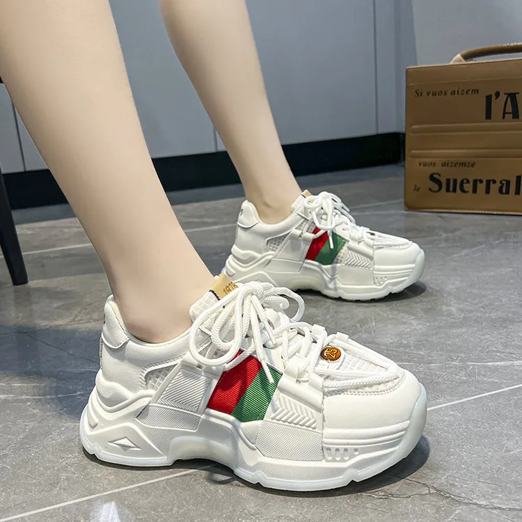 Explosive Street Women's 2024 Spring New Women's Shoes Thick Sole, High Rise Fashion, Versatile Casual Sports Shoes A952