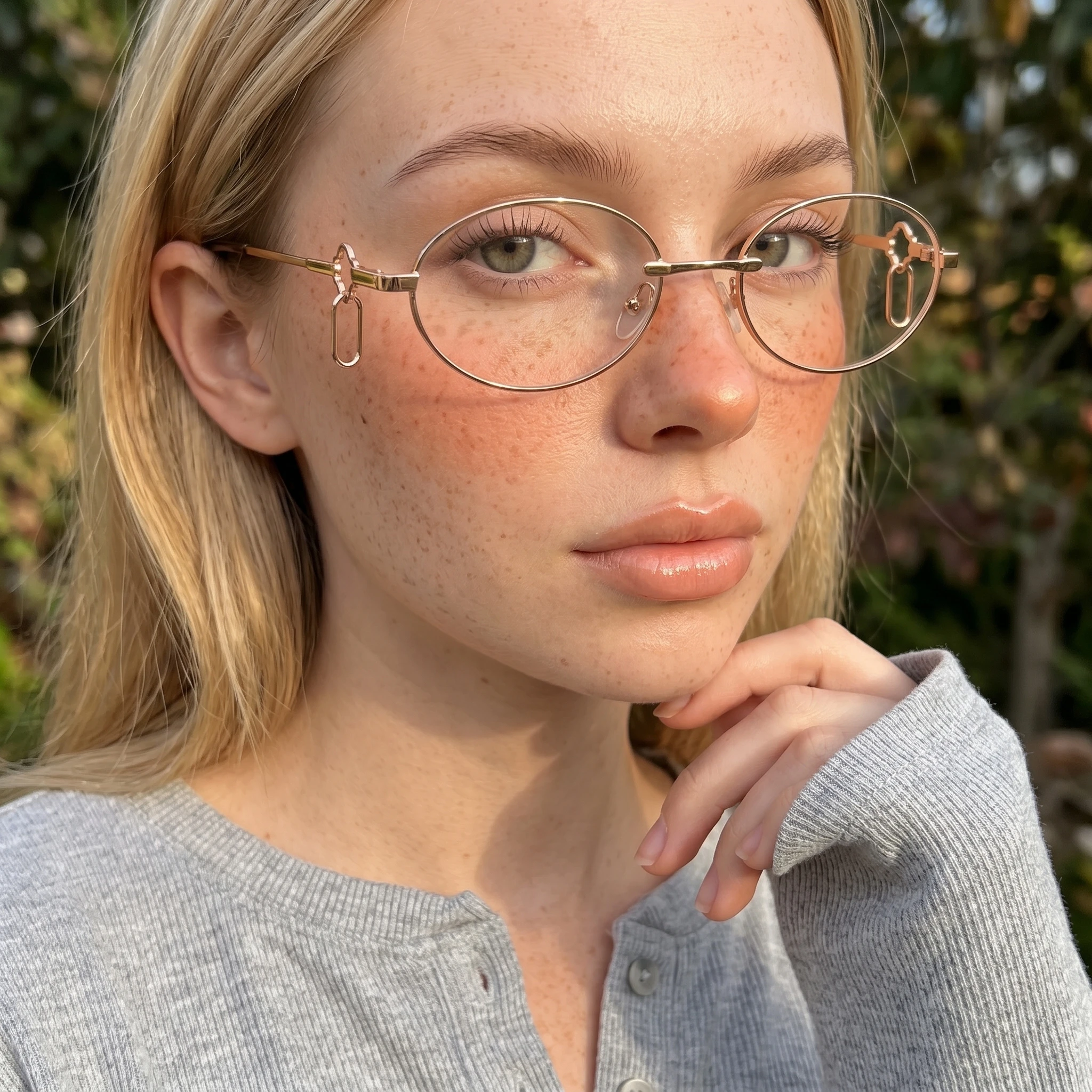 Einzigartige ovale Anti-Blaulicht-Brille für Damen mit Ringbügeln in verschiedenen Farben für den Alltag und Street Fashion