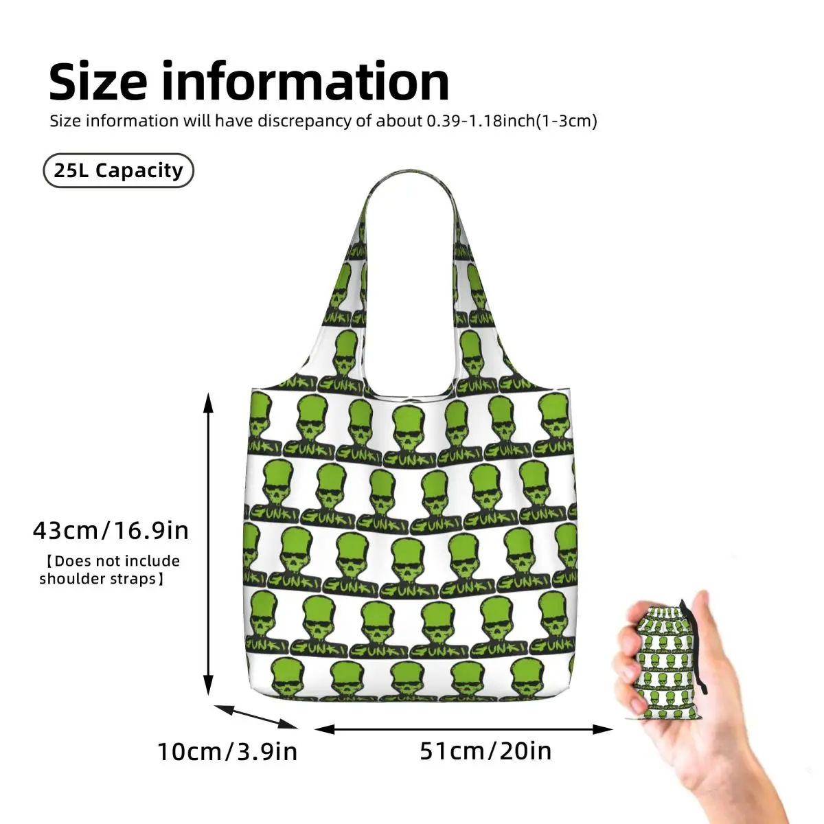 Gunki Logo Angling Skull Fishing Gunki Shopping Tote Bag Canvas Large Capacity Shoulder Bags Shopper Grocery Handbag for Women