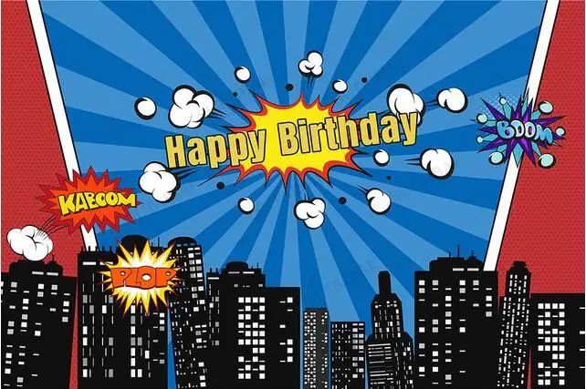 Super Hero City Building Super Hero Theme ฉากหลัง Baby Shower Birthday Party การถ่ายภาพพื้นหลังสำหรับ Photo Studio Photophone