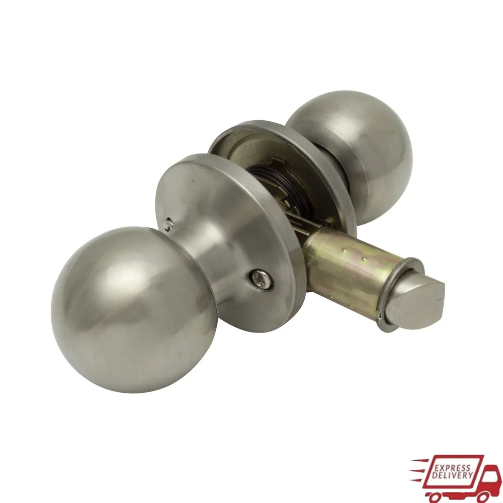 

Stainless Steel Round Interior Lock Set Passage Knob Bathrooms Closets Bedrooms RVs Trailers Mobile Homes Durable Design