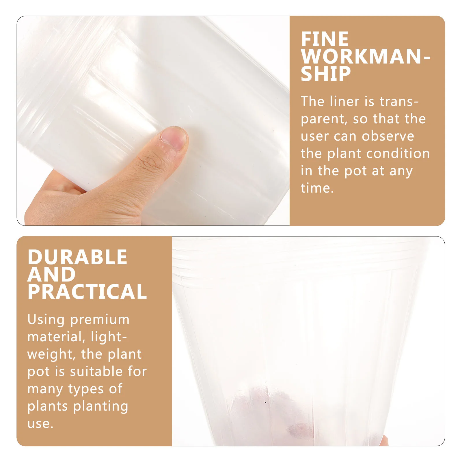 

10pcs Plastic Flower Pot Liners Transparent Tray Container for Indoor Plants Planter Inserts 4 5 Inch Soil Friendly