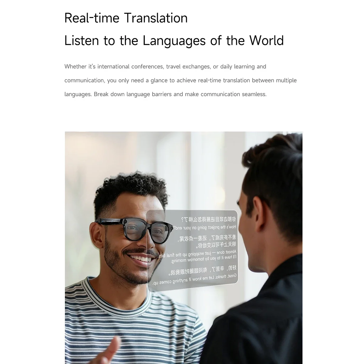 2026 AI Smart Glasses for Men Women with AI Translation Bluetooth Calling Music Player Camera Control Anti-blue Light Sunglasses