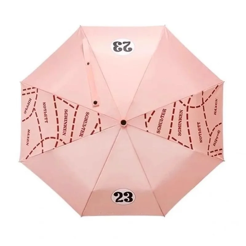 

Подходит для Porsche, розовый зонт со свиньей и короткой ручкой, черный резиновый солнцезащитный крем, полностью автоматический женский складной подарочный зонт