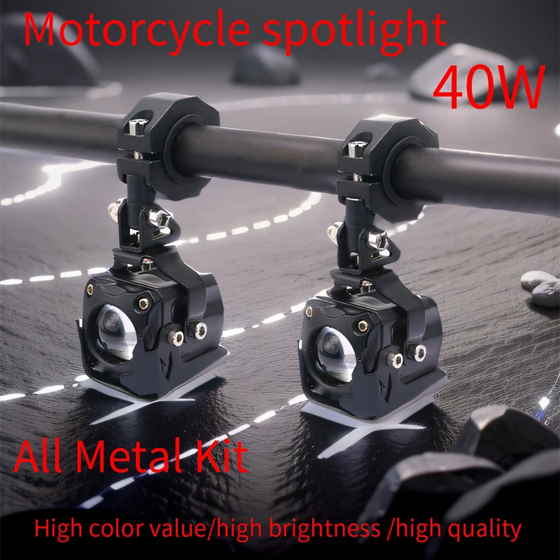 Motorcycle  LED  Headlights Dual Color Mini Lens Headlight Driving Light Fog Lamps 12V 24V For SUV UTV Spotlight Car Work LIghts