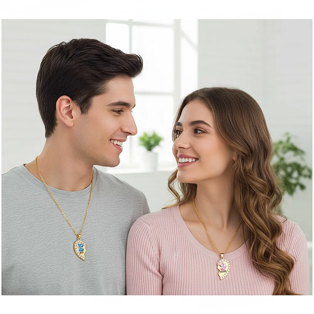 2 قطعة غرزة الملاك أفضل أصدقاء العسل الحب قلادة قلادة ، سلسلة المختنق ، كسر القلب ، BFF ، هدايا مجوهرات الصداقة الجيدة