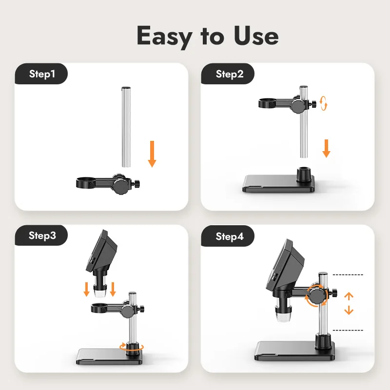 كاميرا ميكرولونج الرقمية لإصلاح الهاتف المحمول 1000X مع شاشة 4.3 بوصة (إصدار مطور)