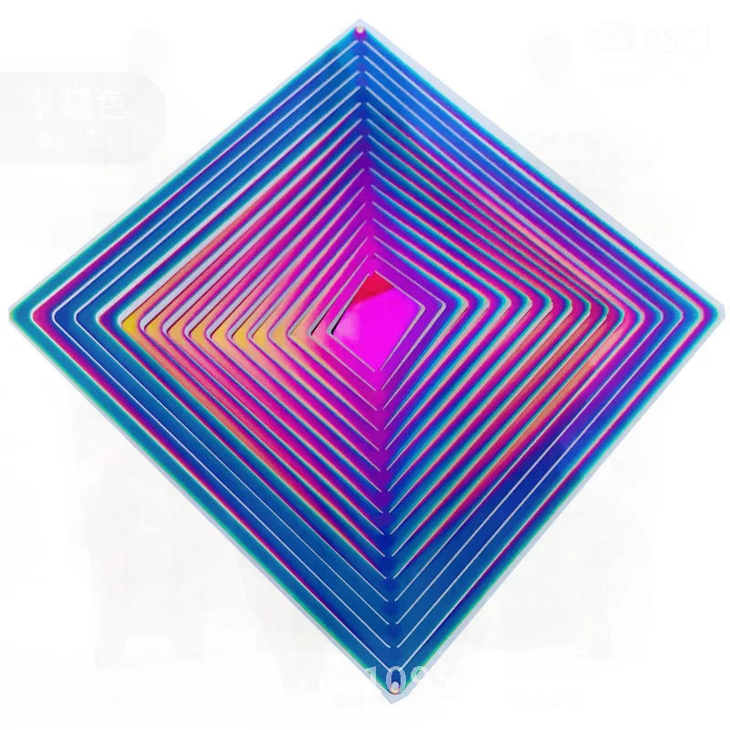 

Creative Multi-Layer Stainless Steel Wind Chime 3D Diamond Rotating Design Indoor/Outdoor Home Decor Silver Colorful Metal Art