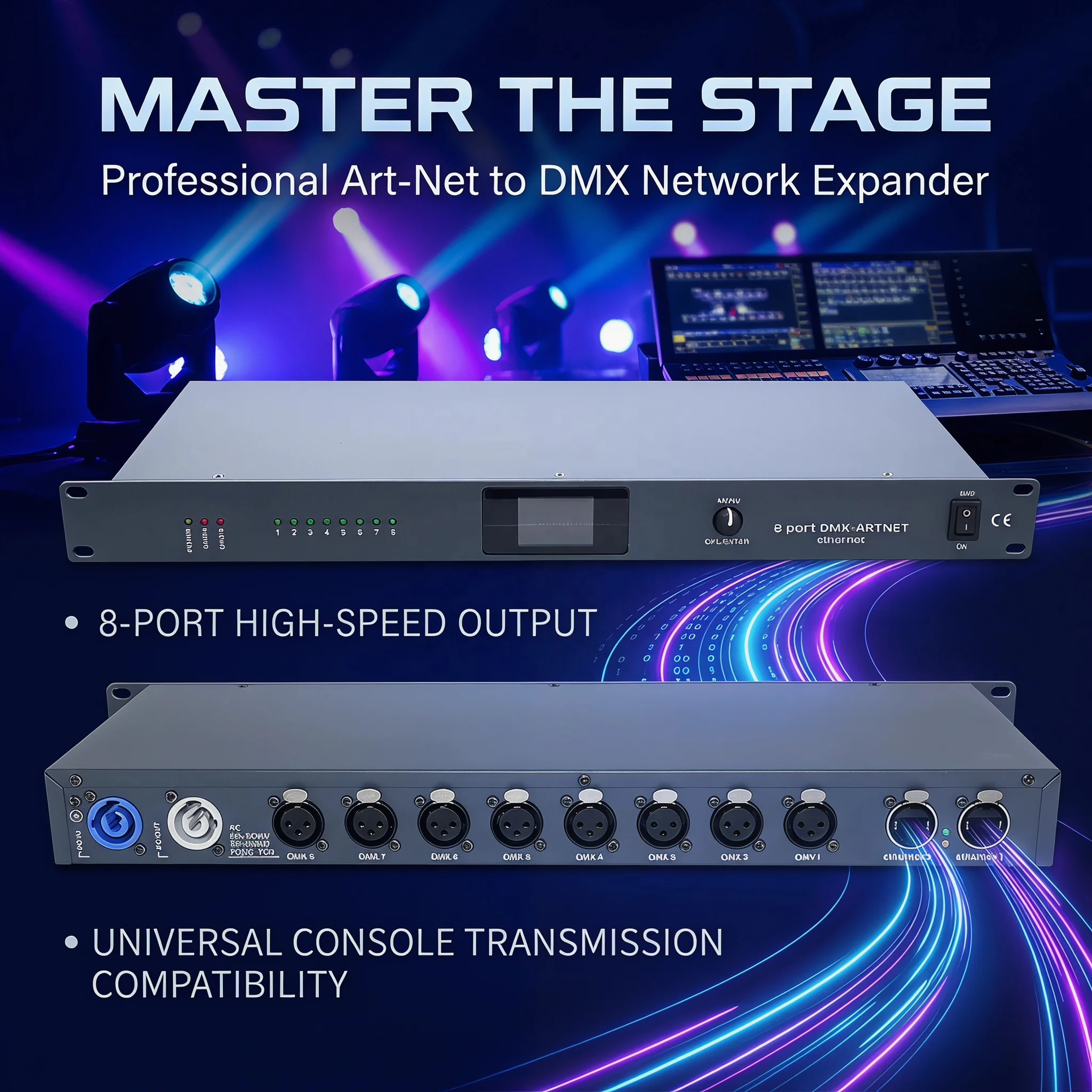 YINUO 8 Universe Bidirectional ArtNet to DMX RDM Node 4096CH Stage Lighting Network Expander Support MA2 Tiger Touch Console
