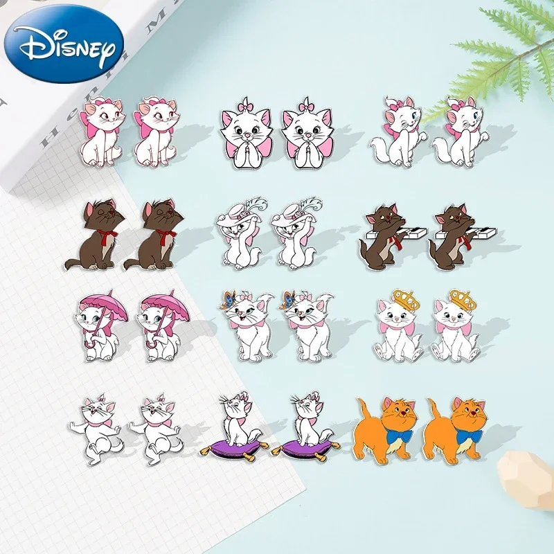 Disney Marie Cat Stud Earring Lovely The Aristocats Resin Acrylic Earrings Anime Figure Cosplay Kawaii Earrings for Women Gifts