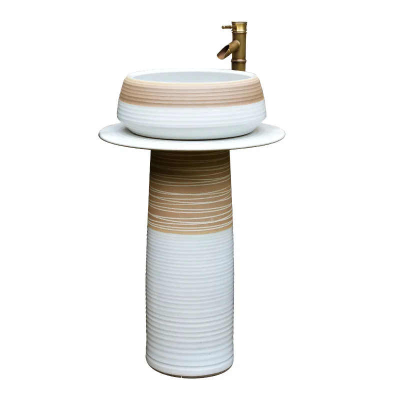 

Column-type wash basin Ceramic vertical simple floor-to-ceiling basin Balcony pool integrated combination