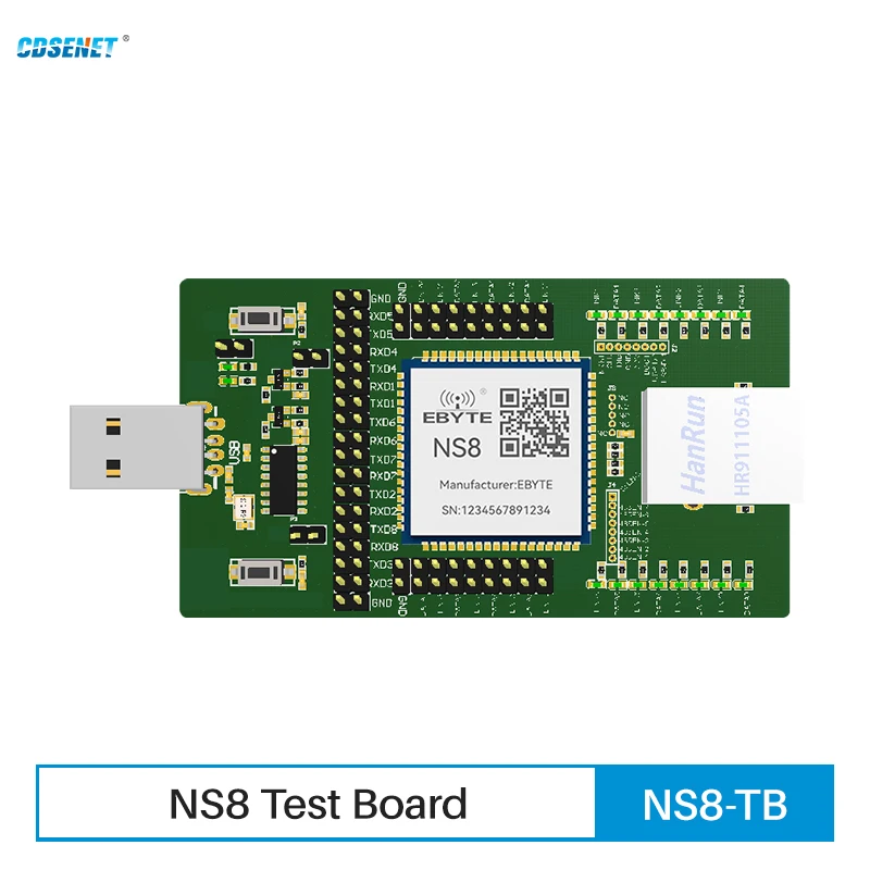 Testboard Kits for 8 Serial Ports to Ethernet Module CDSENET NS8 TTL to RJ45 PHY Modbus Gateway RTU TCP UDP HTTP MQTT Low Power