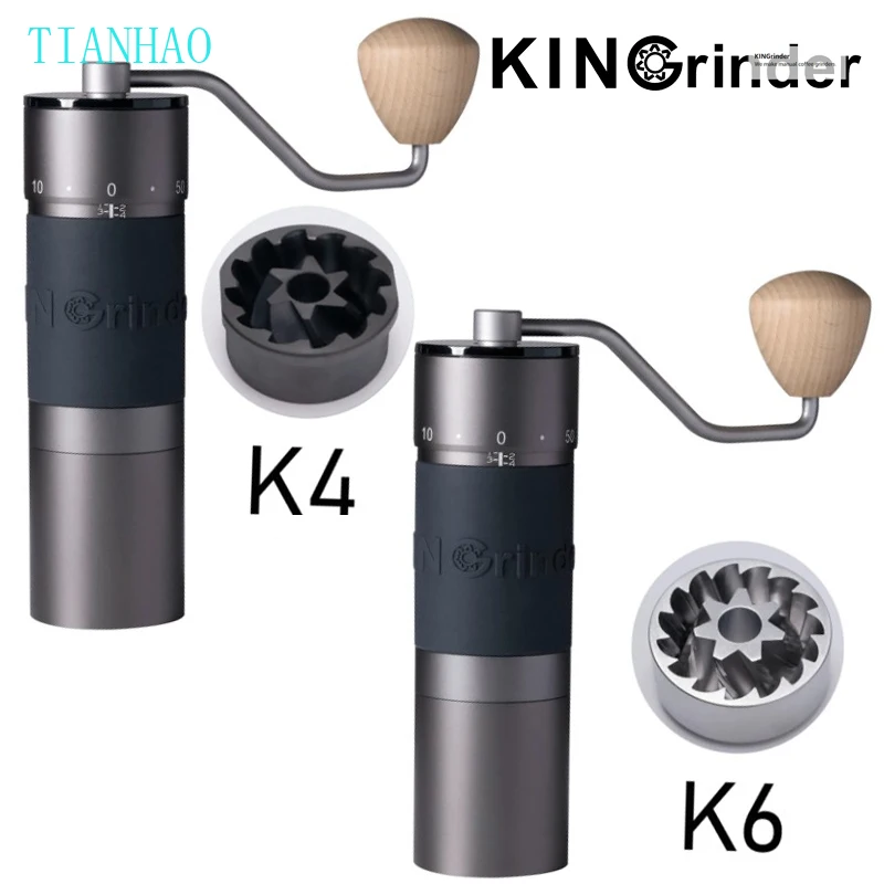 Kingrinder K4 /K6 manual coffee grinder portable mill 420stainless steel 48mm stainless steel Titanium plating burr