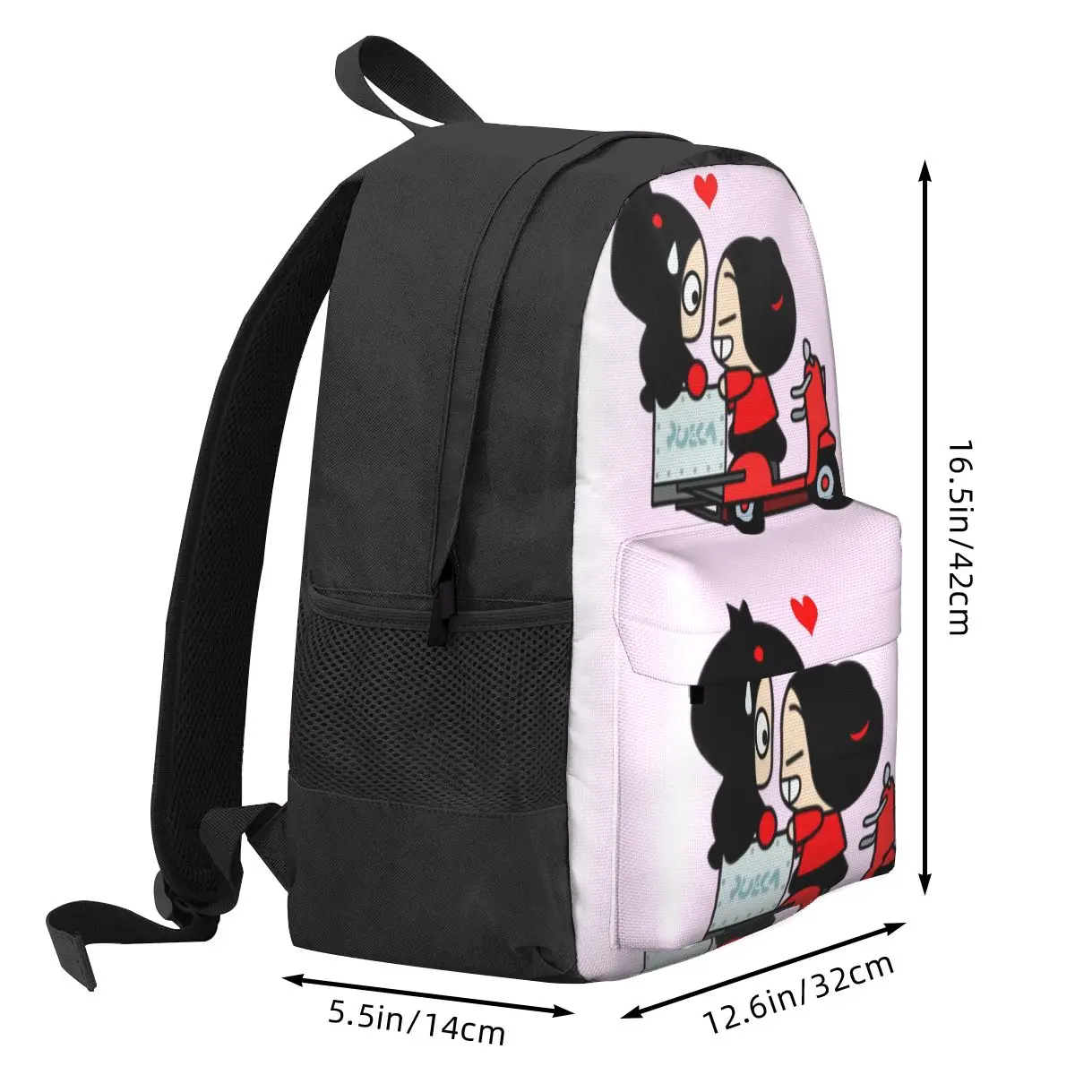 Pucca X Garu (Scooter) Backpacks Boys Girls Bookbag Students School Bags Cartoon Kids Rucksack Shoulder Bag Large Capacity