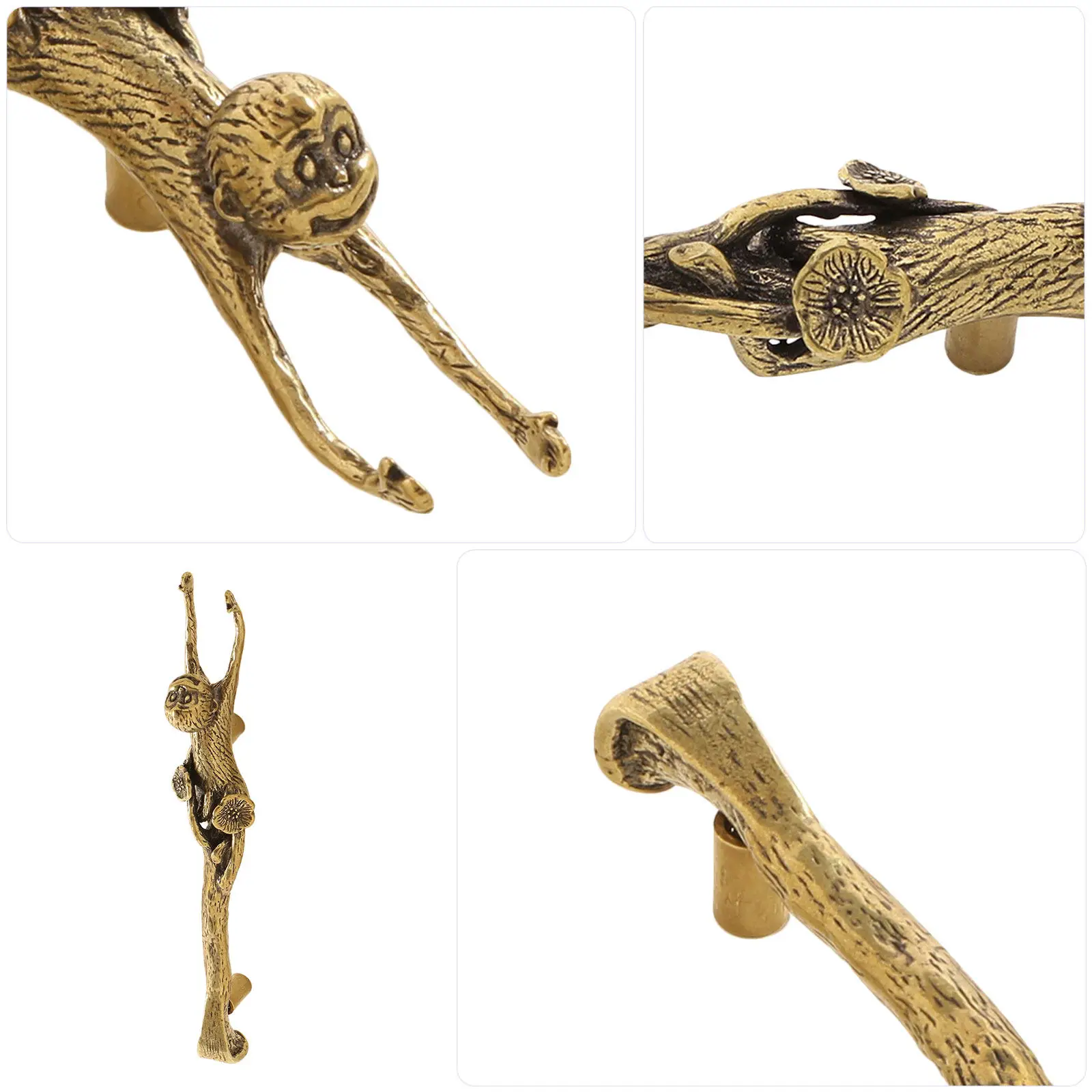 Brass Monkey-Shaped Cabinet Pull Knob for Dressers, Wardrobes, Kitchen Drawers – Animal Furniture Handle