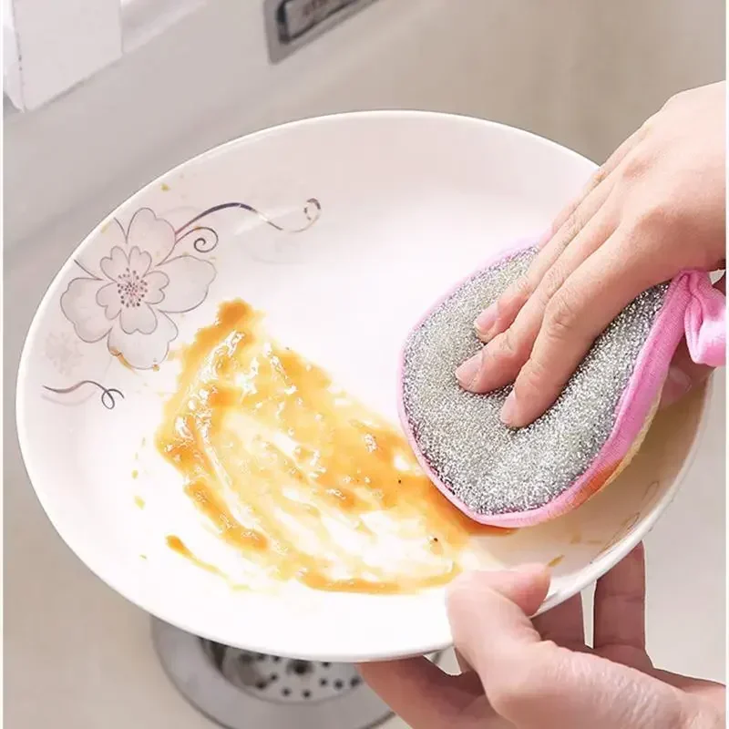 3Pcs Double Side Sponge Dish Washing Brush Pan Pot Dish Wash Sponges Household Cleaning Reusable  аксессуары для кухни