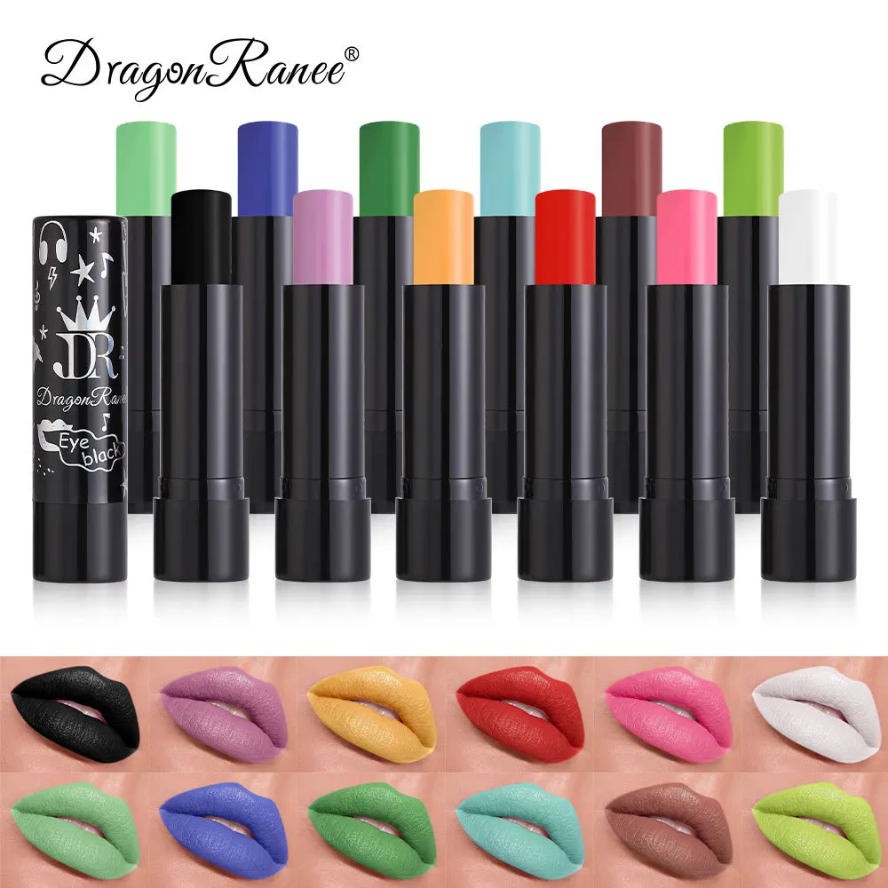 Matte Fog Lipstick European Gothic Dark Purple Red Green White Lipstick Multi-use Black Face Body Paint Cosplay Makeup