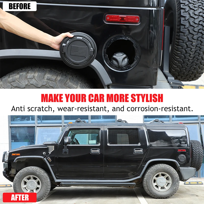 For Hummer H2 2003-2009 fuel tank decorative cover Car fuel tank protective cover ABS+aluminum alloy (C/US flag)