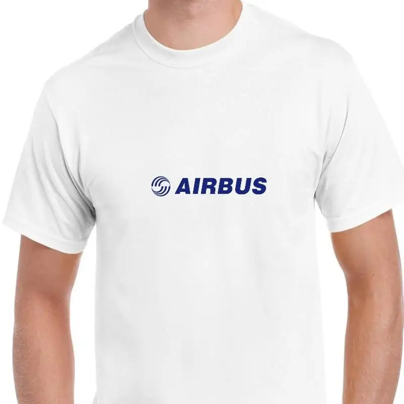 Airbus Blue Logo European Aviation Defense Airlines White Cotton T Shirt