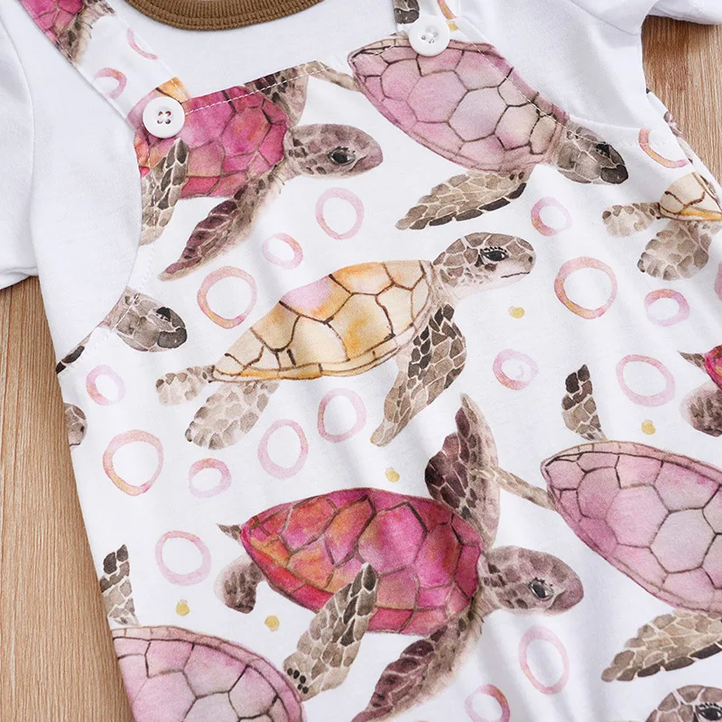 Newborn Baby Clothes girl Boy sea turtle print Jumpsuit Summer Short Sleeve Romper 0-18M Infant Toddler Pajamas One Piece Outfit