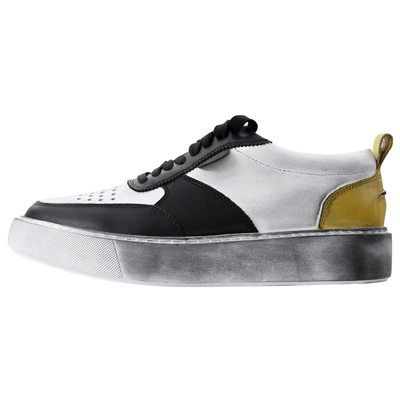 

Новые дизайнерские повседневные тренировочные туфли из воловьей кожи, мужская модная уличная спортивная обувь из натуральной кожи, мужские туфли на толстой подошве на плоской подошве