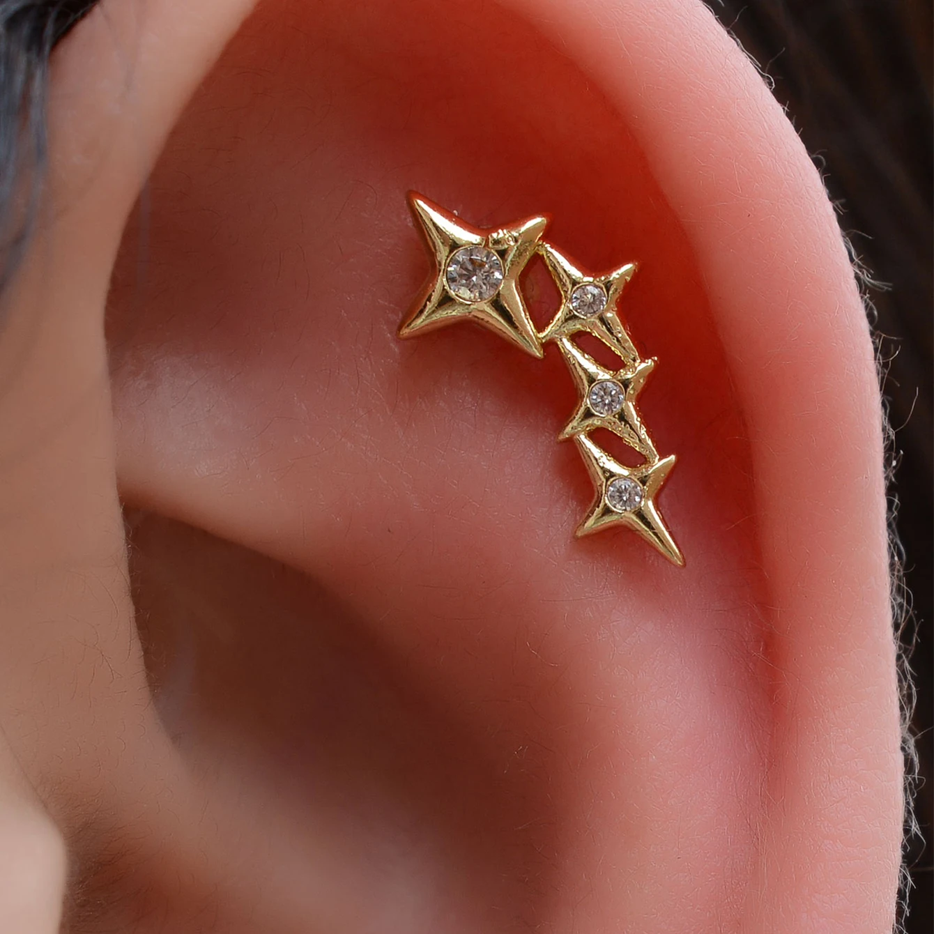 1 Stück Edelstahl-Knorpelstecker-Ohrringe, hypoallergen, zierlicher flacher Helix-Tragus-Piercing-Schmuck für Damen – Detail 12