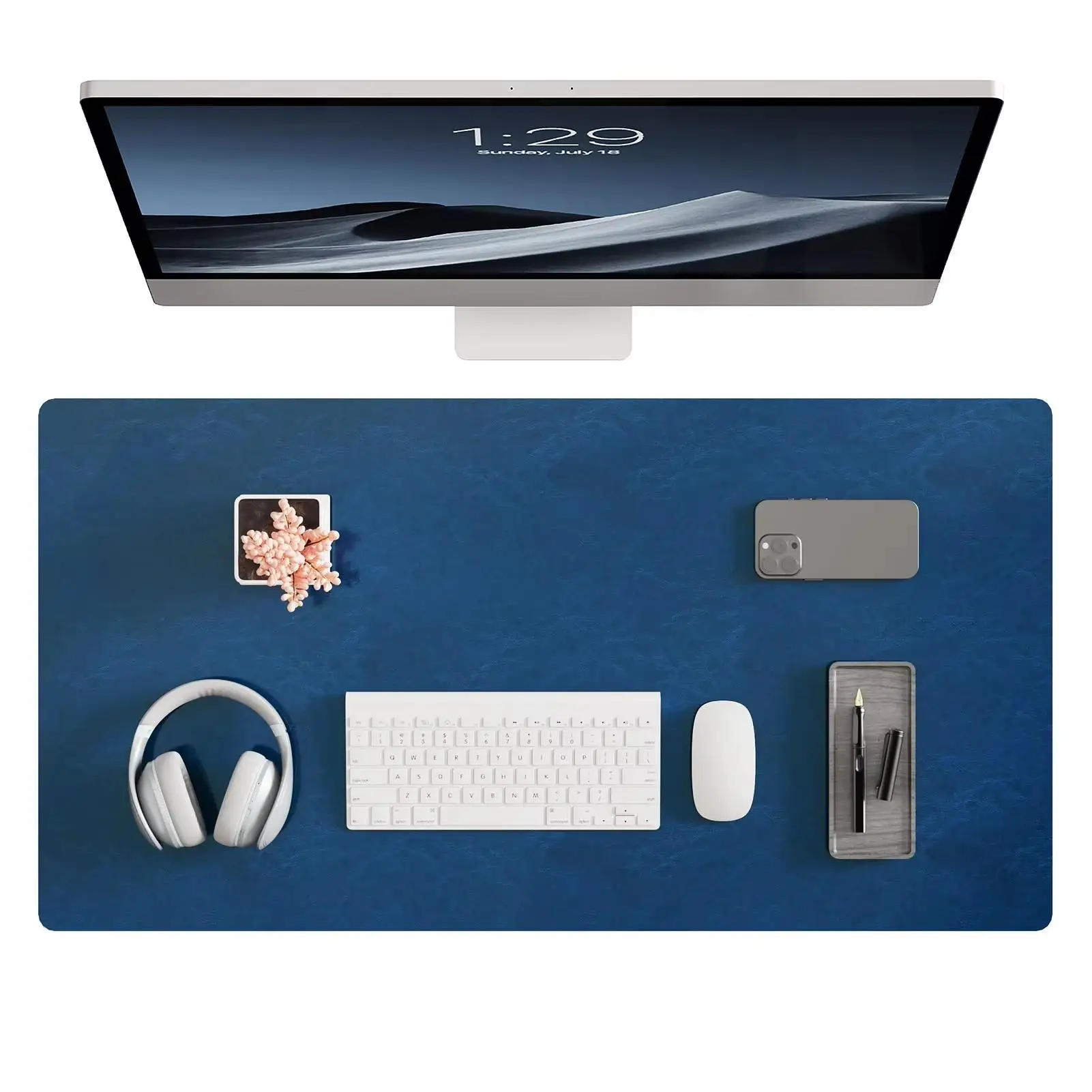 

Retro Double-Sided Desk Pad - Anti-Dirt PU Leather Mouse Mat,Multi-Size Office Computer Writing Multi Functional Gaming/Home Mat