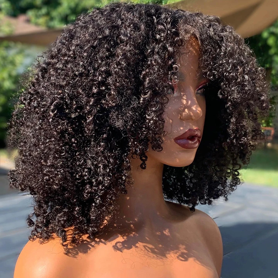 

Afro Kinky Curly Short BOB Human Hair 13x4 Lace Frontal Wigs Pre-Plucked Brazilian Remy Hair Deep Curly BOB 4x4 Lace Closure Wig