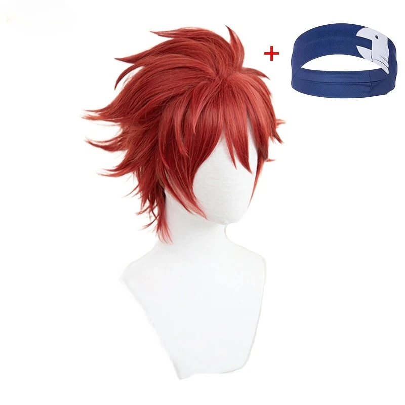 SK8 The Infinity Reki Kyan Cosplay Wig Headband Hairband SK8 Cosplay Red Short With Bangs Heat Resistant Synthetic Wigs
