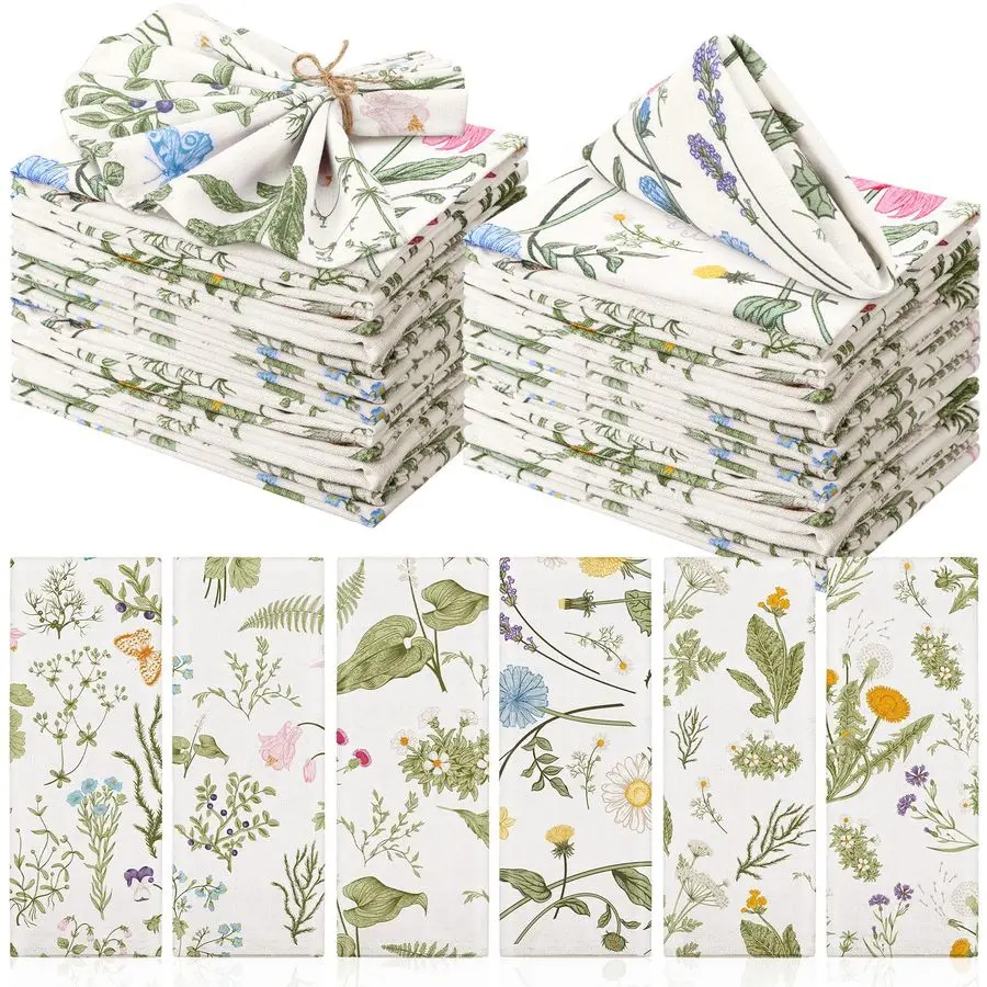 

Шт. Тканевые салфетки с травами и дикими цветами, многоразовые салфетки с цветочными растениями, деревенский французский туалет, ужин, мягкие впитывающие летние хо