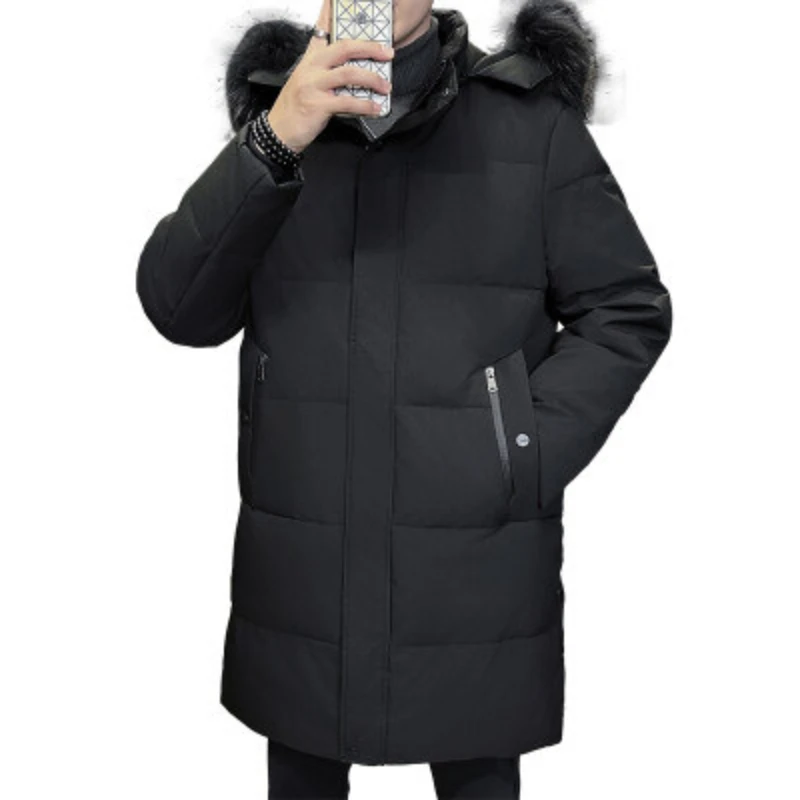 Big Fur Collar Down Jacket Men Mid-length Style Overcome Winter New Thick Men\'s Cargo Coat Trend Fashion Daily Casual Warm Coat