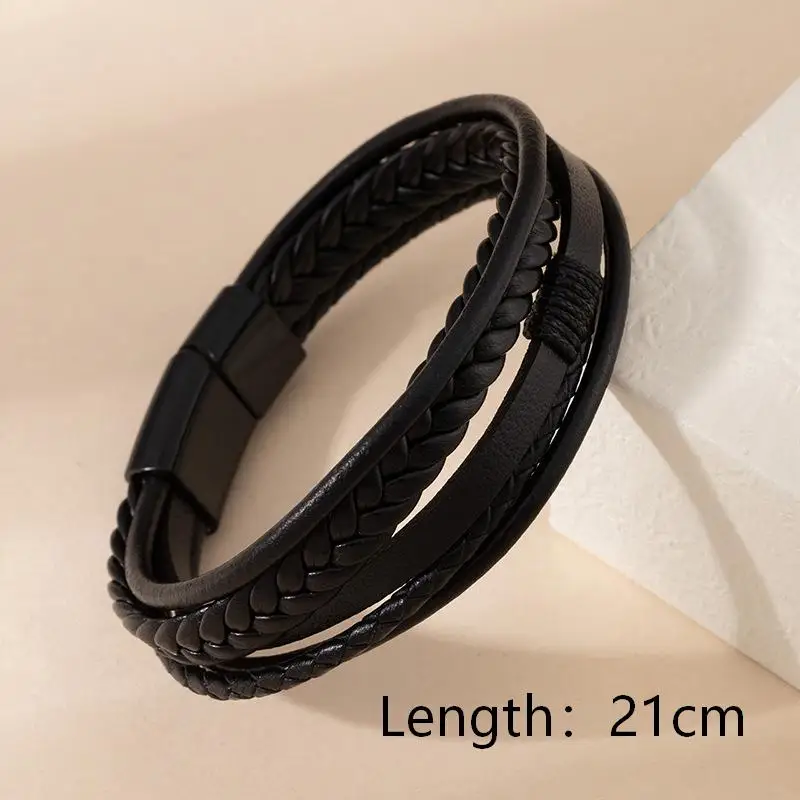 Men Genuine Leather Bracelets Multilayer Braided Rope Bracelets for Man Jewelry Bracelet Homme image 6