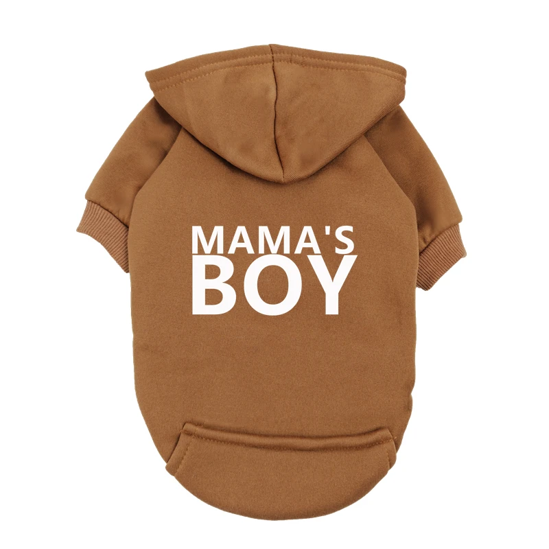 Sudadera con capucha de forro polar para perros pequeños mama's boy_voghion.com
