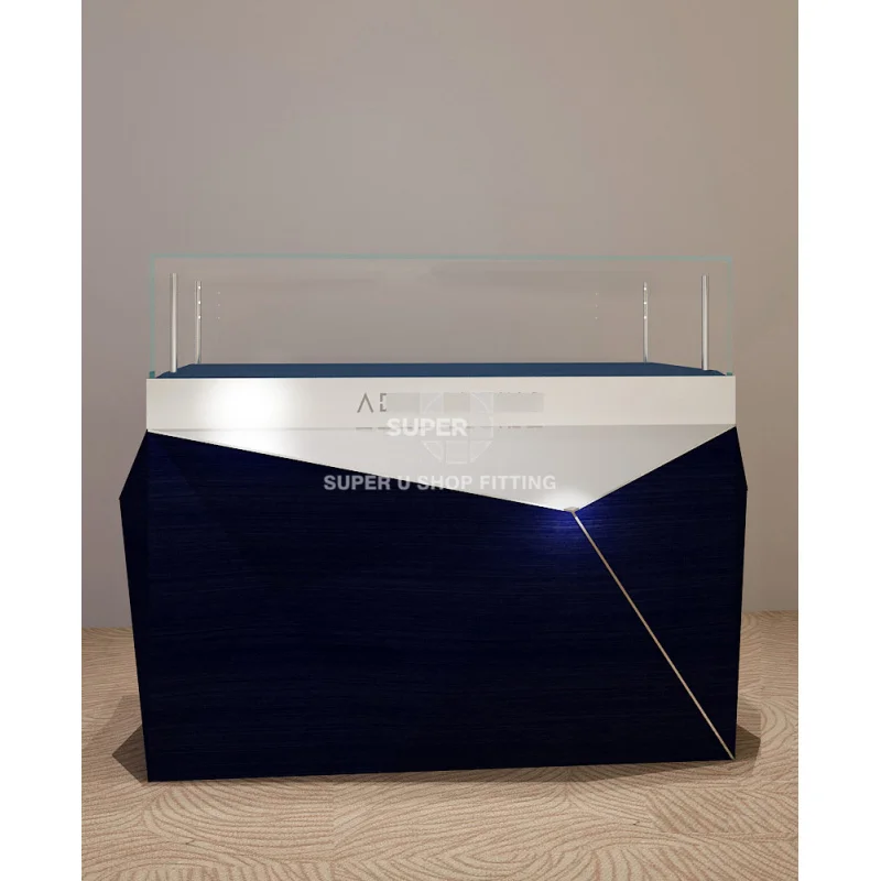 (Customized) frameless jewelry store showcase black white retail jewelry shop furniture stand table glass jewelry display cabine