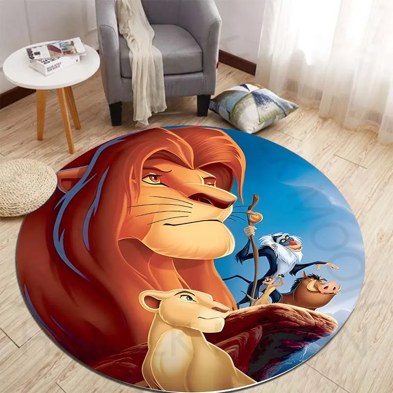 Disney The Lion King Round Rugs for Bedroom Area Floor Mats for Kids Room Household Bath Chair Mat Carpet Living Room Home Decor