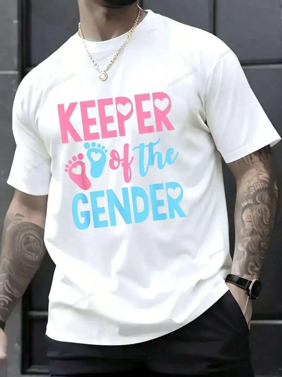 Gender Reveal Keeper Of The Gender T Shirt, Gender Reveal T-Shirt - 100% Cotton Graphic Tees Men, Summer Shirts Y2K Clothes, Mat