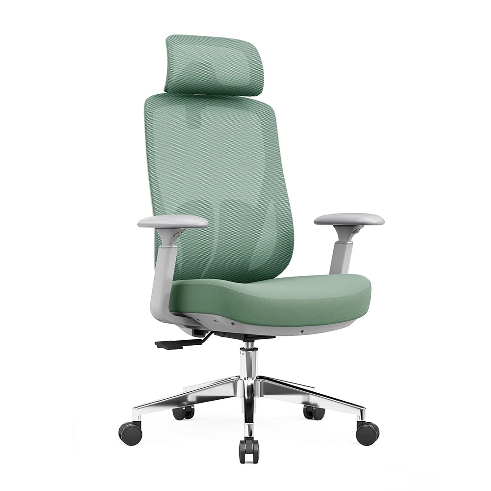 Ergonomisch kantoormeubilair Volledig gaasstof Bureaustoel met hoge rugleuning Verstelbare hoofdsteun Comfortabel luxe gevouwen