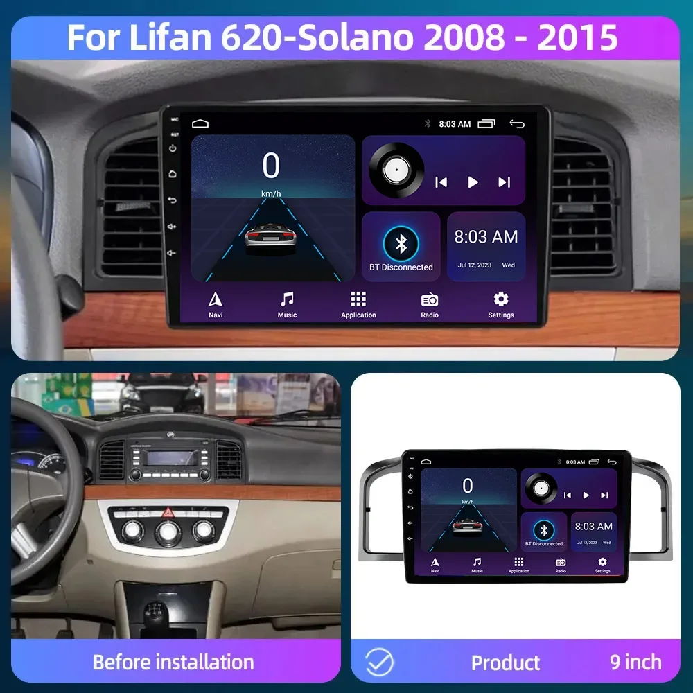 

4G Android 13 Radio For Lifan 620 Solano 2008 2009 2010 2011-2015 Car stereo Multimedia Player Carplay Auto GPS navigation