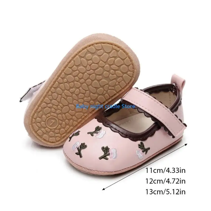 J2FF أحذية طفلة زهرة التطريز حذاء طفل جين أحذية Preawalker الشقق