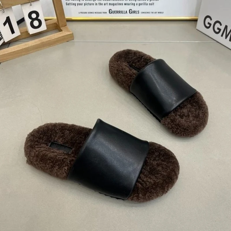 

Новые женские пушистые тапочки, домашняя короткая плюшевая обувь, сандалии на плоской подошве, зима 2024, повседневная прогулочная обувь, шлепанцы с открытым носком, Zapatos Lady