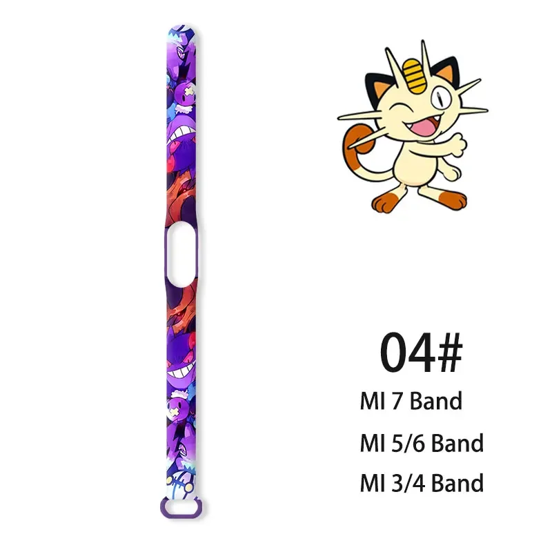 Pokemon Gengar Strap for Xiaomi Mi Band 7 6 5 4 3 Bracelet Silicone Straps for Xiaomi 7 Wristband  6 Band 5 Watch Accessories