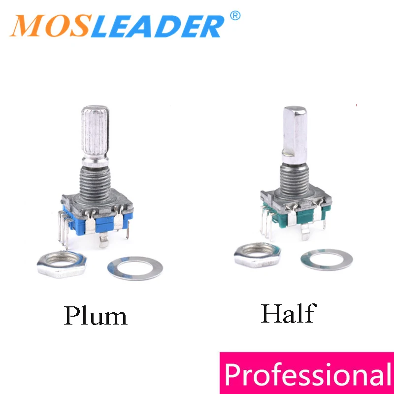 Mosleader 100 peças 20mm codificador rotativo de 5 pinos ec11 potenciômetro digital ameixa interruptor de codificação de meia cabeça superior 5p 20 posições 360 °