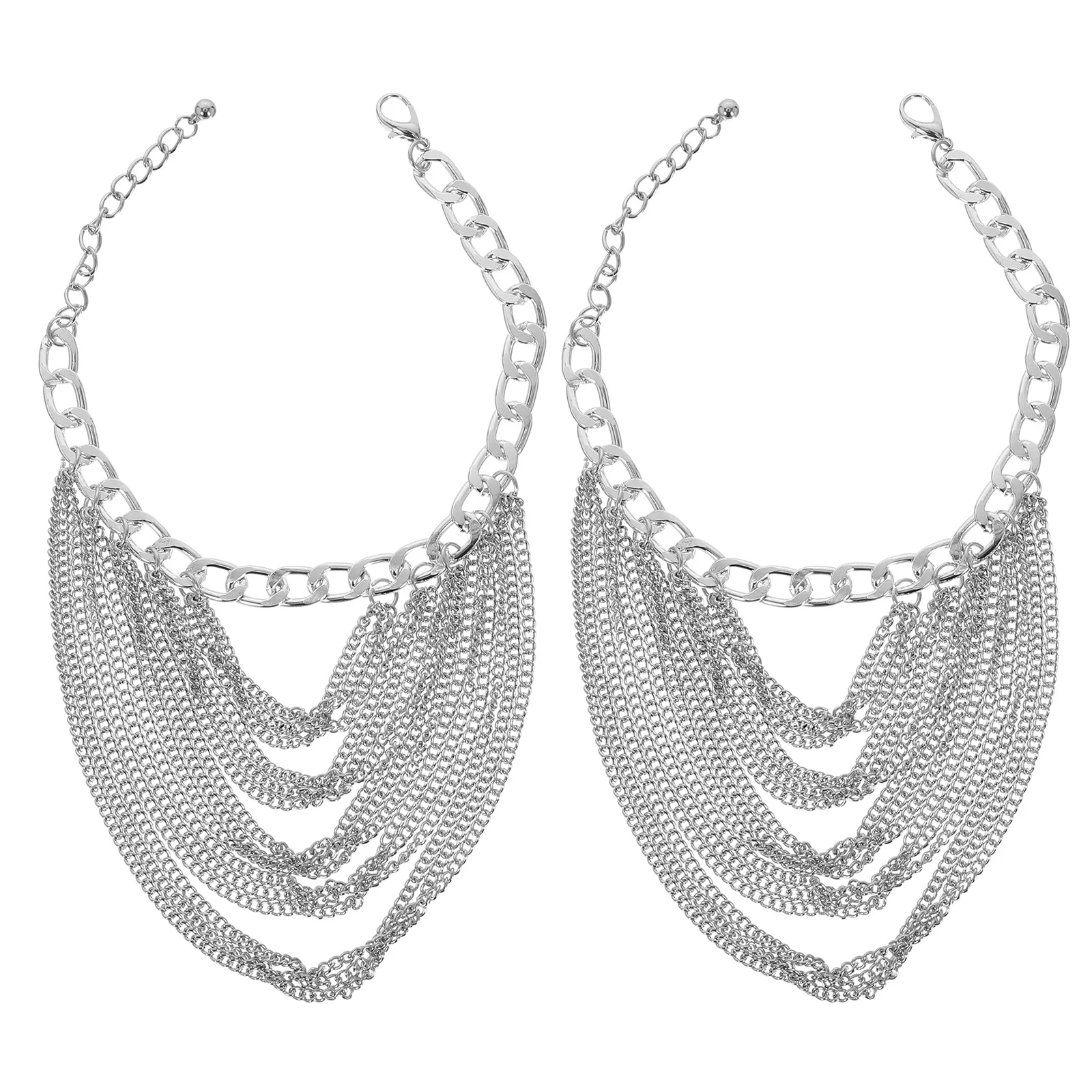 

2pcs Hop Shoe Boot Charms Chain Multilayer Tassel Geometric Metal Chains for Sneakers Heels Boots Accessories