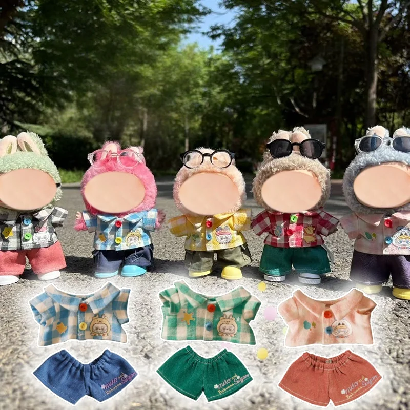 

17 cm doll clothes, vinyl blind box doll clothes, summer T-shirt and pants set, can be put on and taken off